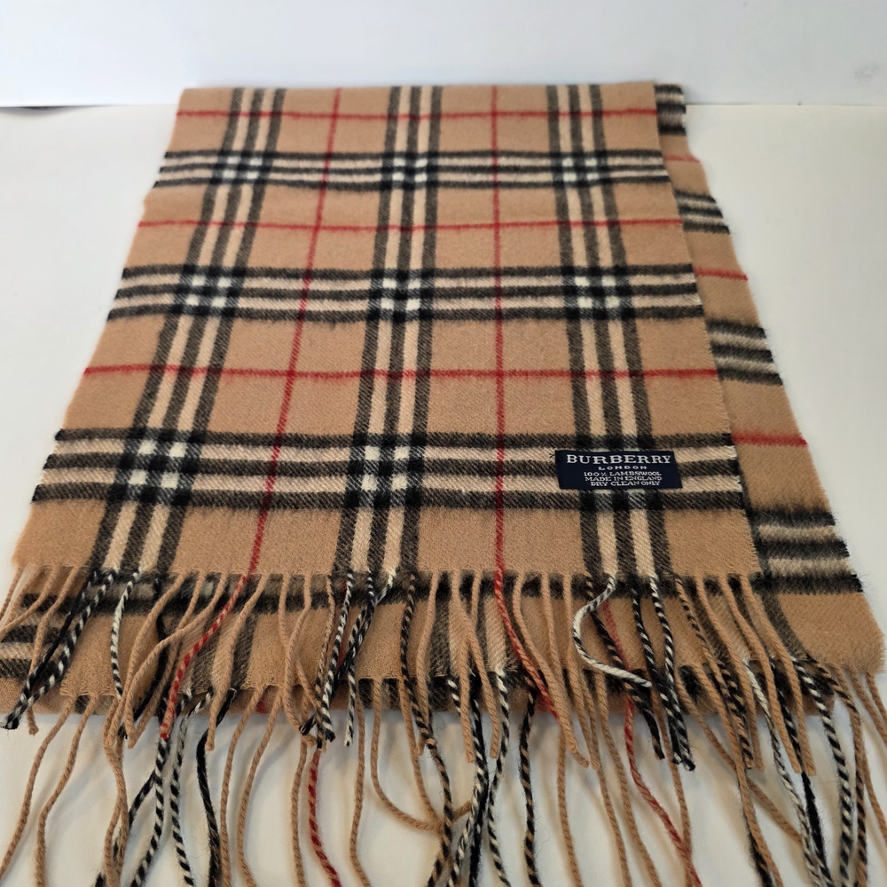 Burberry Beige and Black Checkered Scarf